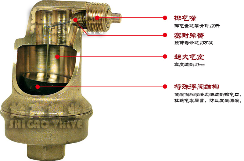 黃銅不漏液排氣閥結構示意圖
