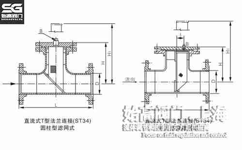 直流式T型過(guò)濾器尺寸圖
